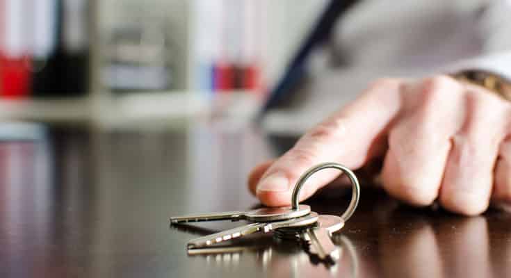 keys on wooden table