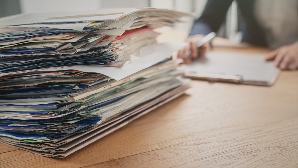 messy office paperwork