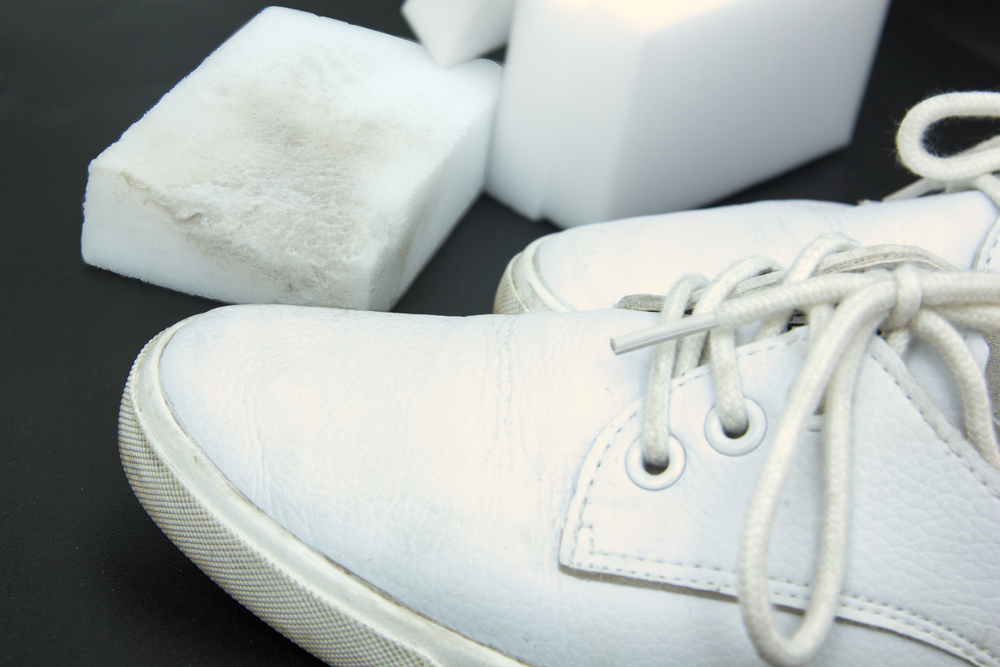 cleaning shoes with magic eraser