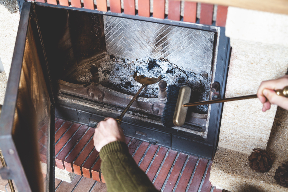 cleaning a brick fireplace